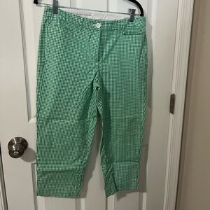 Talbots Green Gingham Skimmer Pants